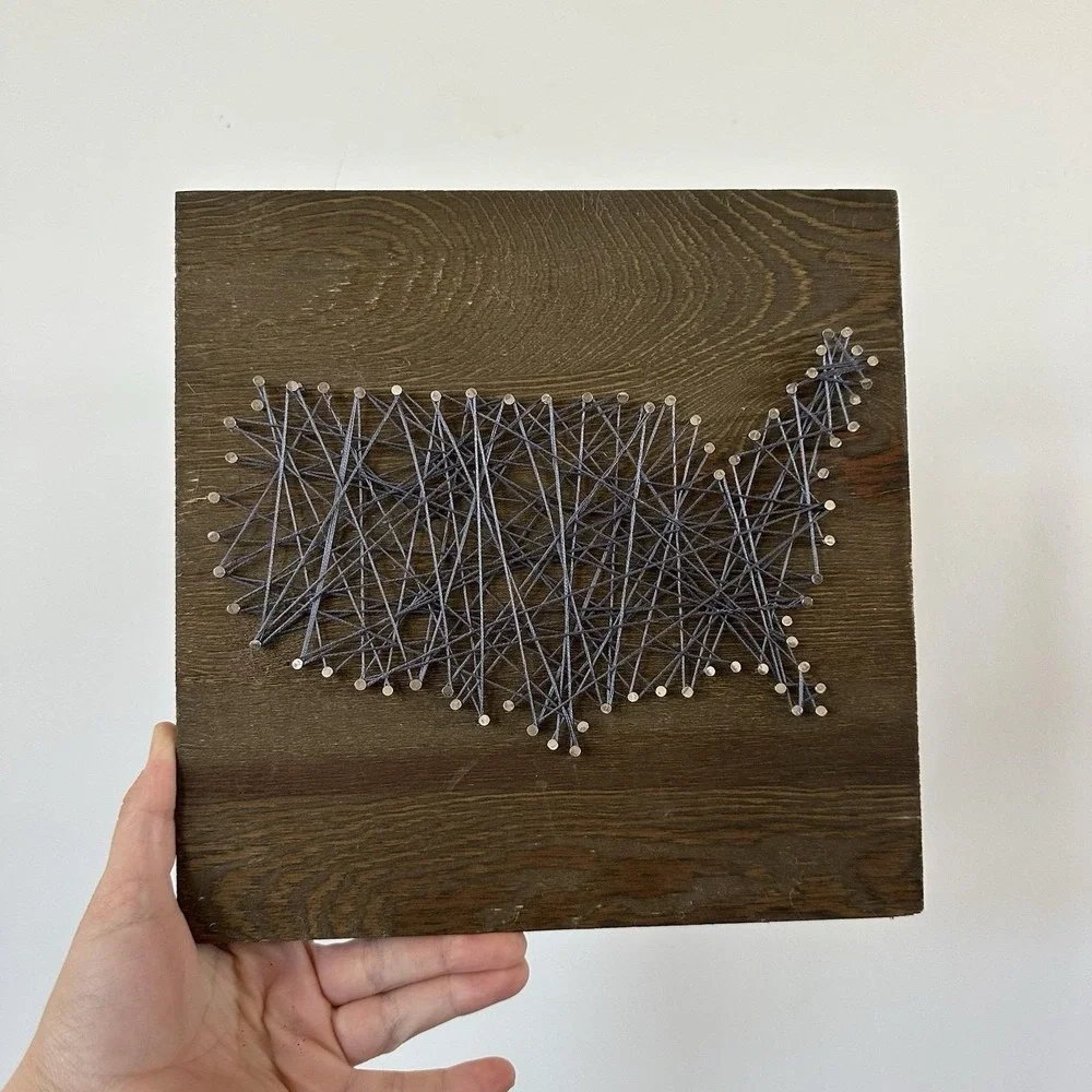 United States String‎ Nail Wall Art Wooden 10x10